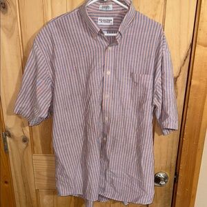 Roundtree & Yorke Blue and Orange Striped Shirt